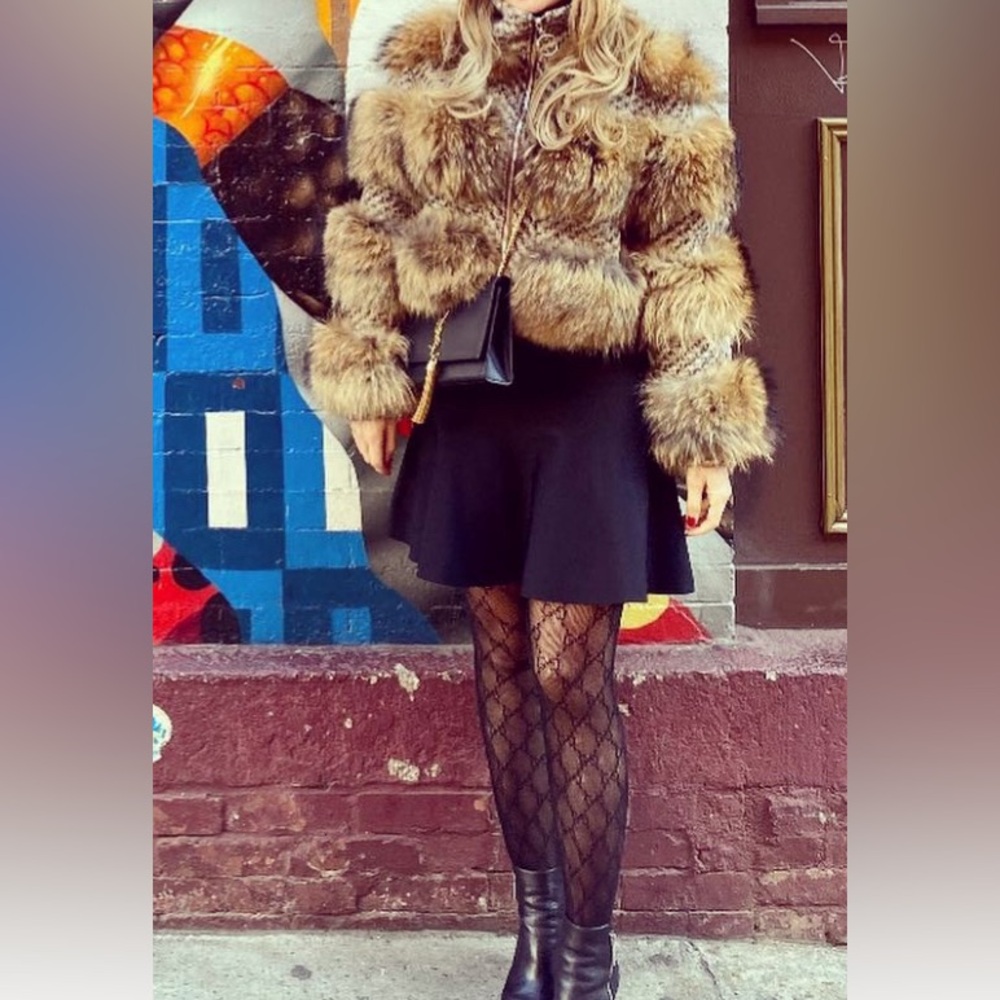 C inspired Tweed and real  fox fur jacket